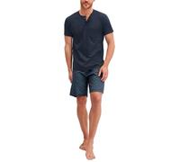 CALIDA Relax Selected Pyjama, Schlafanzug, lang Herren, aus 100% Swiss+Cotton-Baumwolle, pflegeleicht, mit Brusttasche darkblue 58-60