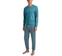 CALIDA Relax Streamline Bündchen-Pyjama Herren, aus 100% Baumwolle, Hose mit stoffbezogenem Gummibund