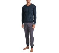 CALIDA Relax Streamline Bündchen-Pyjama Herren, aus 100% Baumwolle, Hose mit stoffbezogenem Gummibund