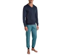 CALIDA Relax Streamline Bündchen-Pyjama Herren, aus 100% Bio Baumwolle, atmungsaktiv, pflegeleicht, elastischer Hosenbund