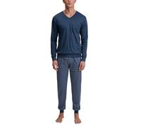 Calida Schlafanzug Relax Streamline 1 100% Baumwolle Interlock V-Ausschnitt Herren XL blau