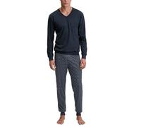 CALIDA Schlafanzug Relax Streamline Herren 100% Baumwolle Interlock V-Ausschnitt Blau M (50)