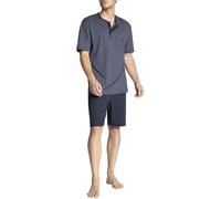 CALIDA Relax Streamline Kurz-Pyjama Herren, aus 100% Baumwolle, Hose mit stoffbezogenem Gummibund