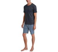 CALIDA Relax Streamline Kurz-Pyjama Herren, aus 100% Baumwolle, Hose mit stoffbezogenem Gummibund