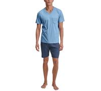 CALIDA Relax Streamline Kurz-Pyjama Herren, Bio-Baumwolle, pflegeleicht, atmungsaktiv, lockerer Schnitt
