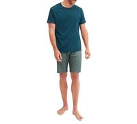 Pyjama CALIDA "Relax Streamline 1", Damen, Gr. XL (56), blau, Interlock, Obermaterial: 100% Baumwolle, bequem kurz, Rundhals, Homewear-Sets Pyjama, mit Rundhalsausschnitt und kurzem Arm, weich, Interl