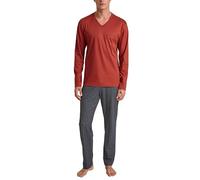 CALIDA Relax Streamline Pyjama, lang Herren, aus 100% Baumwolle, Hose mit stoffbezogenem Gummibund