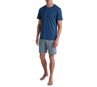 CALIDA Relax Superlight Kurz-Pyjama Herren, 100% extraleichter Baumwolle, atmungsaktiv und temperaturausgleichend Pottery Blue 56