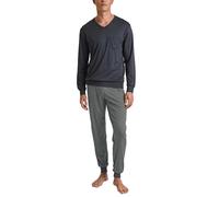 CALIDA Relax Swiss Edition Bündchen-Pyjama Herren, aus 100% Baumwolle, Hose mit stoffbezogenem Gummibund