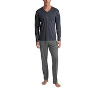 CALIDA Relax Swiss Edition Pyjama, lang Herren, aus 100% Baumwolle, Hose mit stoffbezogenem Gummibund