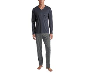 CALIDA Relax Swiss Edition Pyjama, lang Herren, aus 100% Baumwolle, Hose mit stoffbezogenem Gummibund