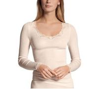 CALIDA Richesse Lace Langarmshirt Damen, aus Schurwolle und Seide, Feinripp, temperaturausgleichend und geruchsneutralisierend
