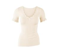 CALIDA Damen Kurzarm-Shirt Richesse Lace, weiß, S light ivory