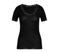 CALIDA Richesse Lace T-Shirt Damen, aus Wolle-Seide, Feinripp, naht- und saumfrei, temperaturausgleichend WS schwarz 48-50