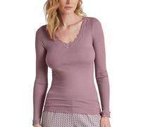 CALIDA Richesse Lace Top Damen, aus Schurwolle und Seide, mit Spitze am Ausschnitt, Feinripp im Rundstrick ohne störenden Seitennähte, temperaturausgleichend