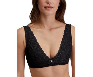 CALIDA Seduction Lace Soft-BH Damen, bügellos, Spitze mit schimmerndem Effekt schwarz 44-46