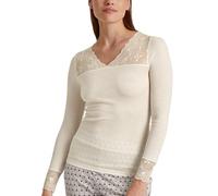 CALIDA Silky Wool Glam Langarmshirt Damen, aus Wolle-Seide, Feinripp, temperaturausgleichend und geruchsneutralisierend