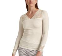 CALIDA Silky Wool Glam Langarmshirt Damen, aus Wolle-Seide, Feinripp, temperaturausgleichend und geruchsneutralisierend