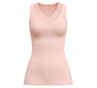 Tanktop CALIDA "Silky Wool Joy", Damen, Gr. XS (36/38), pearl blush, Obermaterial: 70% Schurwolle, 30% Seide, eng hüftbedeckend, V-Ausschnitt, Tops Tanktop, mit Spitze, basic, eng, feminin, Wollmix (1