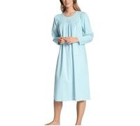 CALIDA Damen Langarm-Nachthemd, Länge 110 cm, blau, XS hellblau