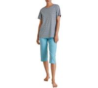 CALIDA Pyjama Spring Nights 3/4 Damen 100% Baumwolle atmungsaktiv klimaregulierend blue topaz Gr. XS