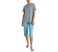 CALIDA Pyjama Spring Nights 3/4 Damen 100% Baumwolle atmungsaktiv klimaregulierend blue topaz Gr. XS