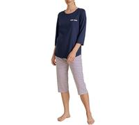 CALIDA Sweet Dreams 3/4-Pyjama Damen, aus 100% Baumwolle, Hose mit stoffbezogenem Gummibund