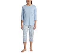 CALIDA Sweet Dreams 3/4-Pyjama Damen, aus 100% Baumwolle, Hose mit stoffbezogenem Gummibund