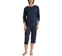 CALIDA Sweet Dreams 3/4-Pyjama Damen, aus 100% Baumwolle, Hose mit stoffbezogenem Gummibund