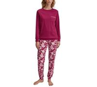 Schlafanzug CALIDA "Sweet Dreams", Damen, Gr. XS (36/38), pink (dahlia pink), Interlock, Obermaterial: 100% Baumwolle, casual, bequem lang, Rundhals, Langarm angesetztes Bündchen, Homewear-Sets, Langa