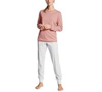 CALIDA Sweet Dreams Bündchen-Pyjama Damen, aus 100% Baumwolle, Hose mit stoffbezogenem Gummibund