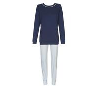 CALIDA Sweet Dreams Bündchen-Pyjama Damen, aus 100% Baumwolle, Hose mit stoffbezogenem Gummibund