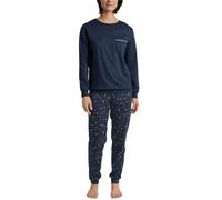 Calida Bündchenpyjama Sweet Dreams Damen 100% Baumwolle Hose stoffbez. Gummibund Peacoat-Blau 40-42