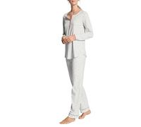 CALIDA Sweet Dreams Pyjama, lang Damen, aus 100% Baumwolle, Hose mit stoffbezogenem Gummibund