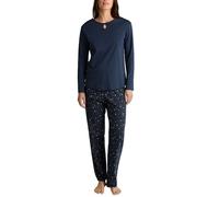 CALIDA Sweet Dreams Pyjama, lang Damen, aus 100% Baumwolle, Hose mit stoffbezogenem Gummibund