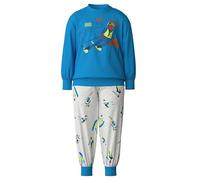 CALIDA Toddlers Bündchen-Pyjama, Schlafanzug Kinder, aus 100% Bio-Baumwolle, mit weichen Rippbündchen an den Abschlüssen Azul Blue 80-86