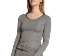 Calida Langarmshirt True Confidence Damen Wolle-Seide Feinripp Grau S