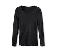 Calida Langarmshirt True Confidence Wolle-Seide (70%/30%) Feinripp Rundhals schwarz S (40/42)