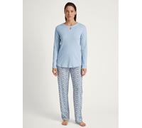 CALIDA Sweet Dreams Pyjama, lang Damen, aus 100% Baumwolle, Hose mit stoffbezogenem Gummibund