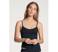 Unterhemd CALIDA "Natural Joy" Gr. XS (36/38), N-Gr, blau (dark lapis blue) Damen Unterhemden Basic-Top, Träger verstellbar, extra-flache Seitennähte (81103111-XS)