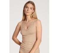 CALIDA Natural Comfort Lace Tank-Top Damen, V-Ausschnitt, aus hochwertiger Supima-Baumwolle