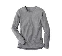 Langarmshirt CALIDA "Wool & Silk", Herren, Gr. L (52/54), grau (platin melé), Feinripp, Obermaterial: 80% Schurwolle, 20% Seide, körpernah hüftbedeckend, Rundhals, Shirts, wärmend, atmungsaktiv, Feinr