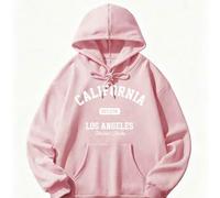 California Los Angeles College Buchstaben Sweatshirt, Pullover Sweatshirt mit Stadt-Slogan-Muster, West Coast Travel Vibe, vielseitiges Alltags-Top, R