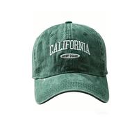California West Coast bestickte gewaschene Baseballkappe, verstellbar, Unisex, Sonnenschutz, lässiger Papa-Hut für Outdoor, Reisen, Musikfestival, Grün