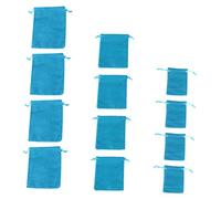 CALLARON 12 Stück Kordelzugbeutel Velours 7x9cm 10x12cm 12x15cm Blau Aufbewahrungsbeutel Klein Langlebig Kordelzug Design Reise Elektronik Zubehör Tasche