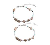 CALLARON 2 Stück Boho Fußkettchen Damen mit Muschel Anhänger Verstellbare Kreative Knöchelketten für Strand und Alltag Zarte Fußkette Schmuck für Frauen und Mädchen