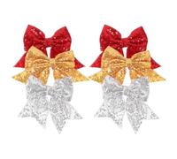 CALLARON 6 Stück Jumbo Glitzer Haarspangen mit Großen Pailletten Schleifen für Cheerleader Pferdeschwanz Softball Sport Weihnachten