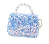 CALLARON Glitzernde Pailletten Umhängetasche Damen mit Perlenkette Klein Hellblau Clutch Handtasche für Party Alltag