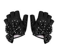 CALLARON Halbfinger Nietenhandschuhe Damen mit Schleife 1 Paar Atmungsaktiv für Retro Mottopartys Weihnachten Neujahr Bühnenperformance Fingerlose Handschuhe für Festliche Anlässe