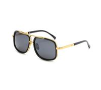 CALLARON Quadratische Sonnenbrille Unisex Vintage Metallrahmen Verspiegelte Gläser Uv Schutz Retro Design für Damen und Herren Schwarz Grau Leichtgewicht für Outdoor Strand